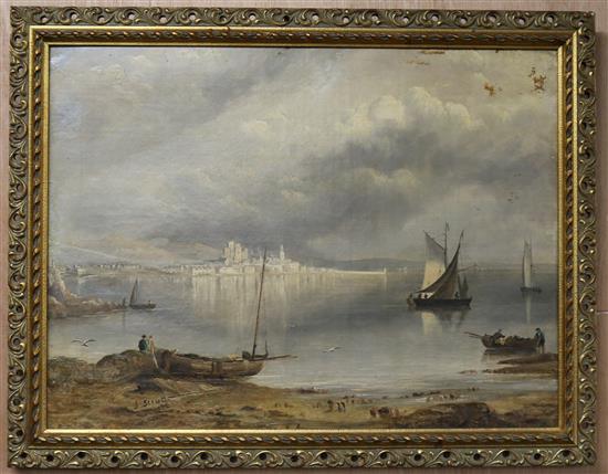 Jacob George Strutt (1790-1864), oil on canvas, Peel, Isle of Man, signed and dated 1832, 39 x 52cm